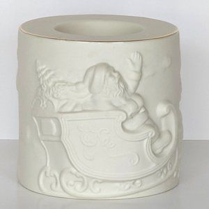 Christmas Vintage Lenox Bone China Votive Holderw/ 24 K Gold Trim Santa Reindeer